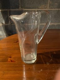 Crystal Pitcher Etched Leaf Design