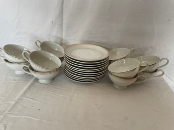 Gold Rimmed Cups And Saucers Set