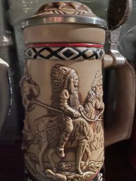 Vintage 1988 Avon (74361) American Frontier Native American Collectible Lidded Beer Stein