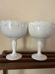 Vintage Indiana Milk Glass Teardrop Pedestal Bowl