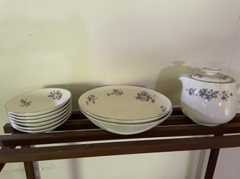 Vintage Bowl, Teapot, Gravy Boat Set