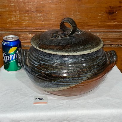 Large Studio Art Pottery Covered Bowl, Tureen VINTAGE Stoneware