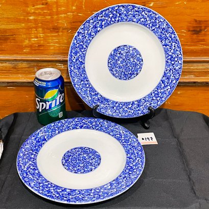 (2) Antique Royal Worcester For Tiffany And Co. Blue & White Plates RARE
