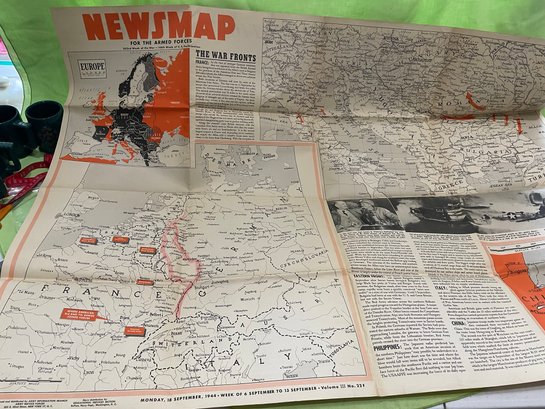 1944 Newsmap For The Armed Forces WWII - Extra Large Fold Out