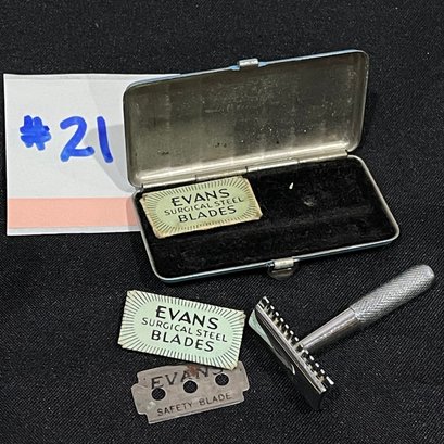 Vintage Mini Travel Razor - Evans Safety Razor W/ Case TINY