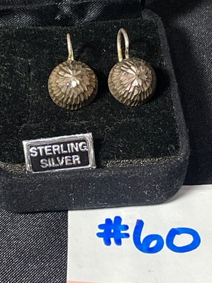 Sterling Silver Diamond Edge Cut Drop Earrings