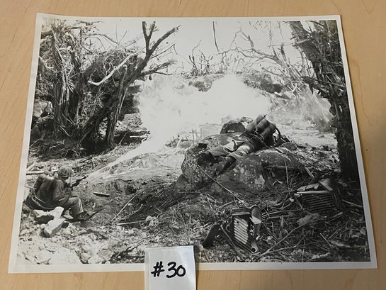IWO JIMA Marines Flamethrower Attack WWII Original Press Photo