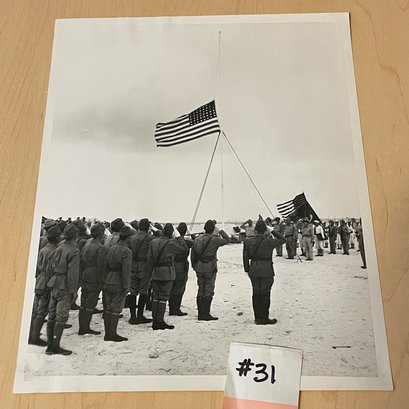 'Old Glory Over Wake Island' U.S. Marine Corps WWII Original Press Photo