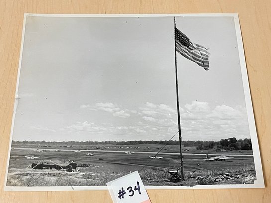'OUR FLAG' AT GUADALCANAL - Henderson Field WWII Original Press Photo