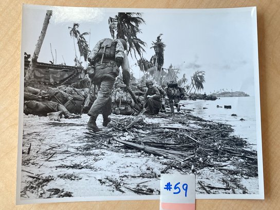 U.S. Marines Invading Guam WWII Original Press Photo