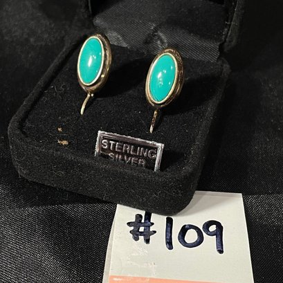 Green Stone Sterling Silver Earrings