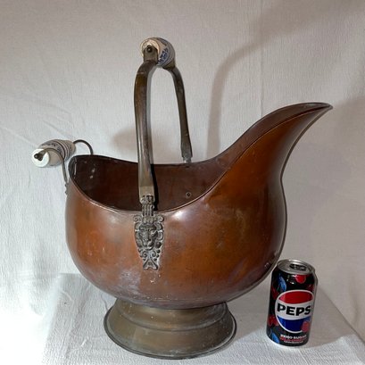 Vintage Copper & Brass Fireplace Coal Scuttle Bucket
