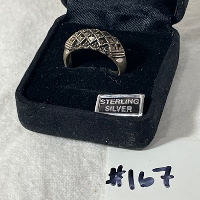 Sterling Silver & Marcasite Ring, Size 10