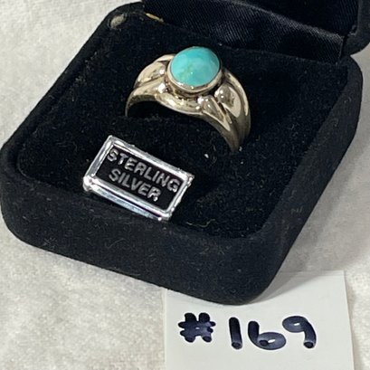 Sterling Silver & Turquoise Ring, Size 10.5
