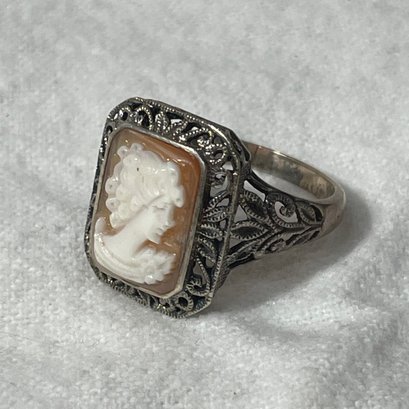 Sterling Silver Cameo Ring, Size 10