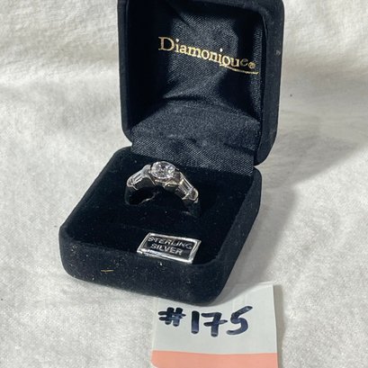 Diamonique Sterling Silver & Cubic Zirconium Ring, Size 10