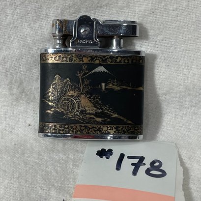 Vintage Japanese Lighter - Mt. Fuji Damascene/Niello'Pacific' Dragon Mfg. Co.