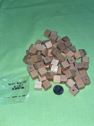 5/8' Square Wood Beads (Over 70)