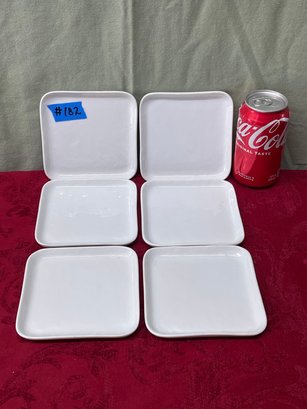 Set Of 6 White China Appetizer Plates 'Mercer' Crate & Barrel