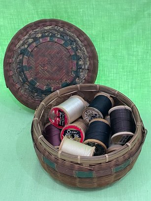 Antique Basket With Vintage Thread
