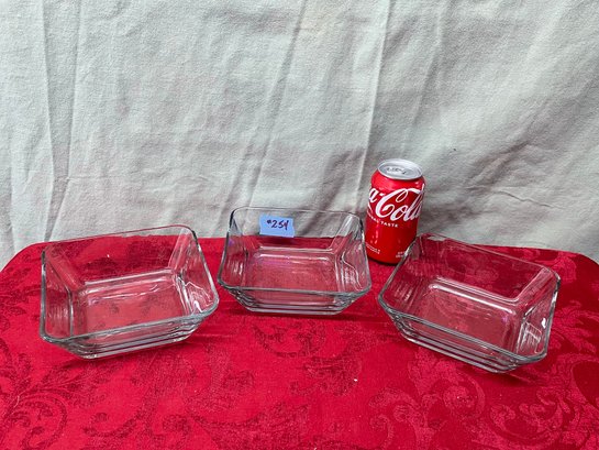 Set Of 3 Square Glass Bowls