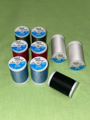 9 Spools Coats & Clark 'Dual Duty' Sewing Thread NEW
