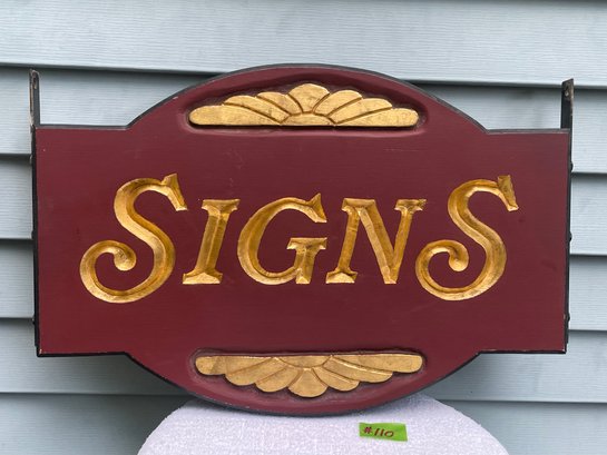 SIGNS Double Sided Carved Wood Display - THE BEST For Sign Collectors