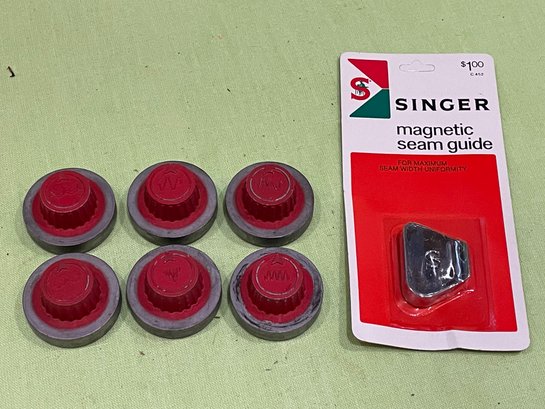 Set Of 6 Singer Sewing Machine Zigzagger Cams, Stitch Patterns & Magnetic Seam Guide
