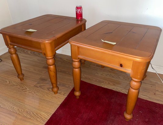 Pair Of Pine End Tables, Lamp Tables