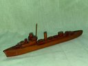 Vintage Hand Crafted Wood Military Ship, Boat Model #1