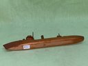 Vintage Hand Crafted Wood Military Ship, Boat Model #3