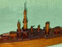 Vintage Hand Crafted Wood Military Ship, Boat Model #4