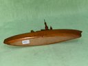 Vintage Hand Crafted Wood Military Ship, Boat Model #4
