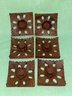 Set Of 6 Hand Carved Floral Wood Plaques 3' X 3'