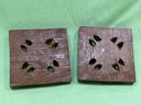 (2) Hand Carved Floral Wood Plaques 5' X 5'