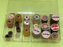 Vintage Thread Spools In Plastic Box