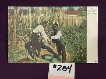 'TO DE WICTOR B'LONG DE SPOILS' Antique Black Americana Postcard