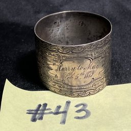 1879 'Harry To May' Antique Napkin Ring