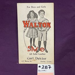 WALTON SHOES Advertising Ink Blotter - Vintage - Derby, Connecticut