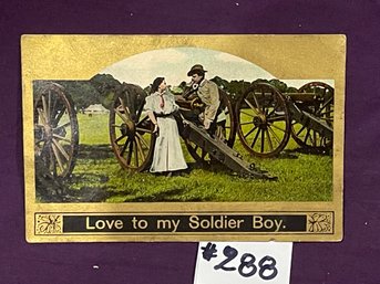 'Love To My Soldier Boy' Antique Post-Civil War Postcard