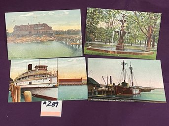 Set Of 4 Antique NEW LONDON, CONNECTICUT Postcards