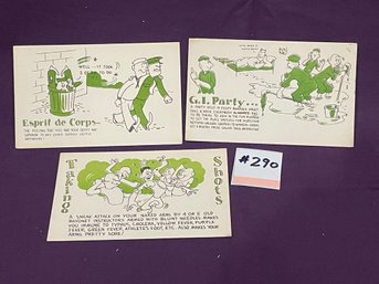 Set Of 3 Vintage Military Life Comic Postcards