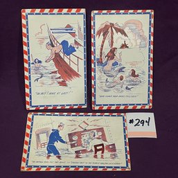 Set Of 3 Vintage Military Comic Postcards MUTOSCOPE CARDS