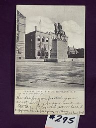 1905 GENERAL GRANT STATUE - BROOKLYN, N.Y. Antique Postcard