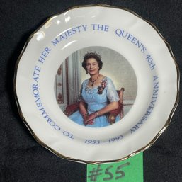 1993 Queen Elizabeth II 40th Anniversary Royal Crown Duchy - Bone China Plate