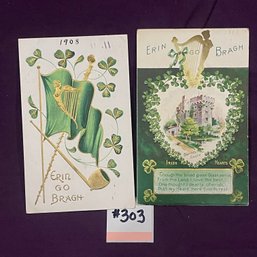 (2) Antique St. Patrick's Day ERIN GO BRAGH Postcards