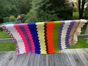 Vintage Hand Crocheted Afghan Blanket