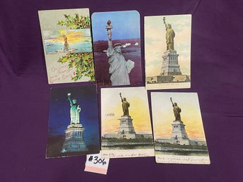 Set Of 6 Antique/Vintage STATUE OF LIBERTY Postcards