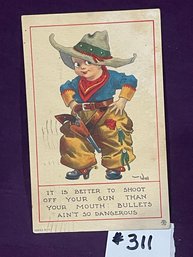 1913 Little Cowboy Antique Postcard