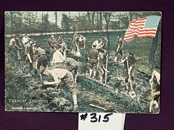'Trench Digging' Antique Military Postcard With Message To Nephew Carl